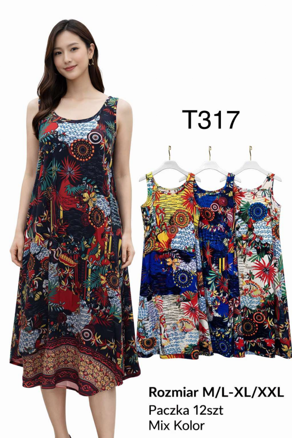 Sukienki damskie Roz M-2XL, Mix Kolor .Paczka 12 szt